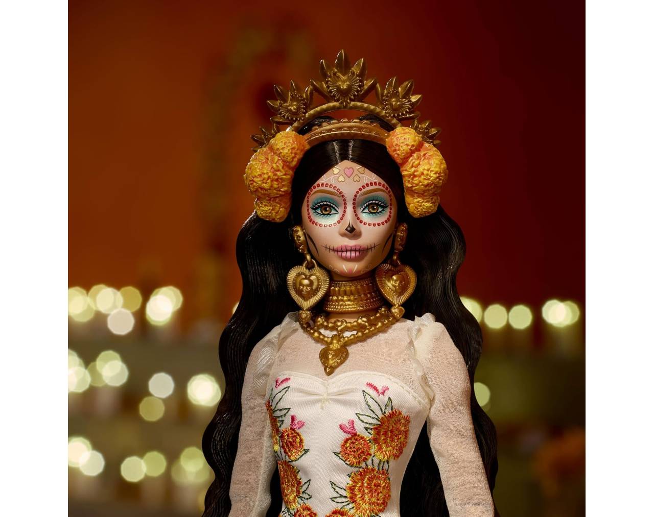Barbie Signature Muñeca de Colección Día de Muertos 2025 (modelo JBJ05) con Vestido, Corona de Cempasúchil.