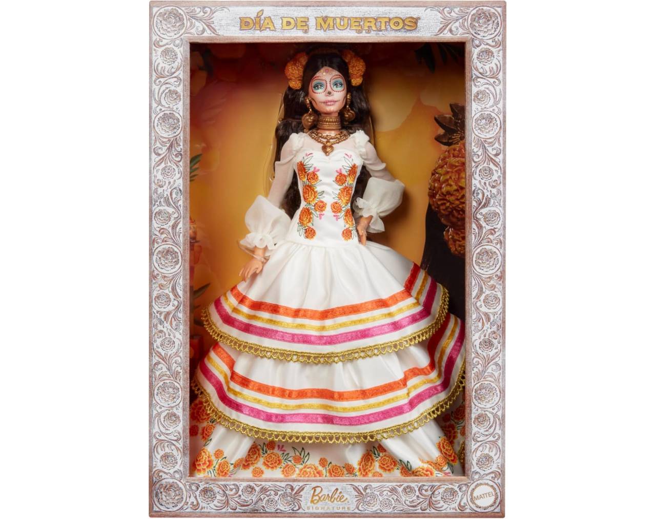 Barbie Signature Muñeca de Colección Día de Muertos 2025 (modelo JBJ05) con Vestido, Corona de Cempasúchil.
