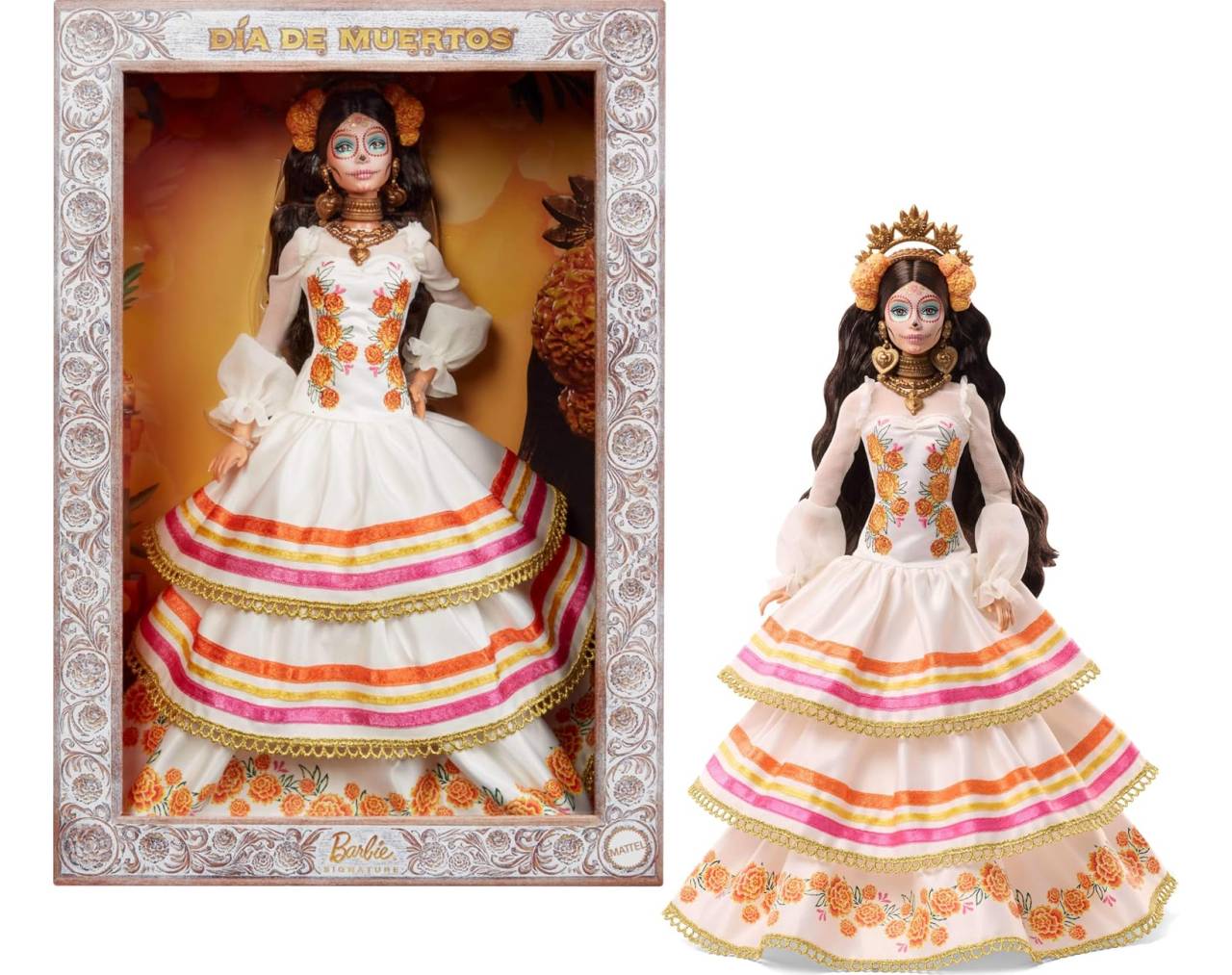 Barbie Signature Muñeca de Colección Día de Muertos 2025 (modelo JBJ05) con Vestido, Corona de Cempasúchil.